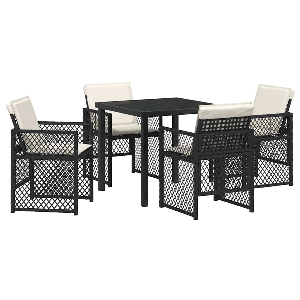 vidaXL Zestaw do jadalni w ogrodzie 5 pcs Czarny polirattan