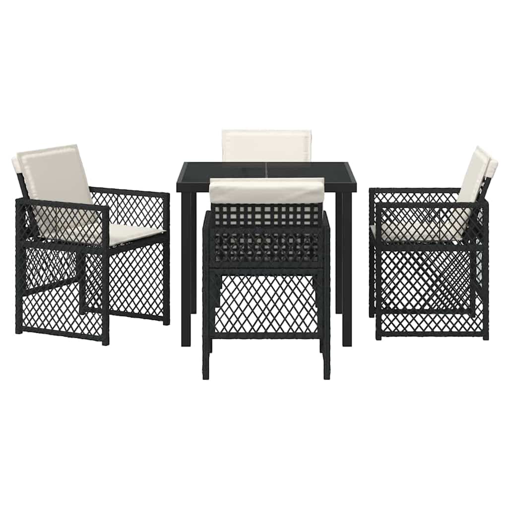vidaXL Zestaw do jadalni w ogrodzie 5 pcs Czarny polirattan