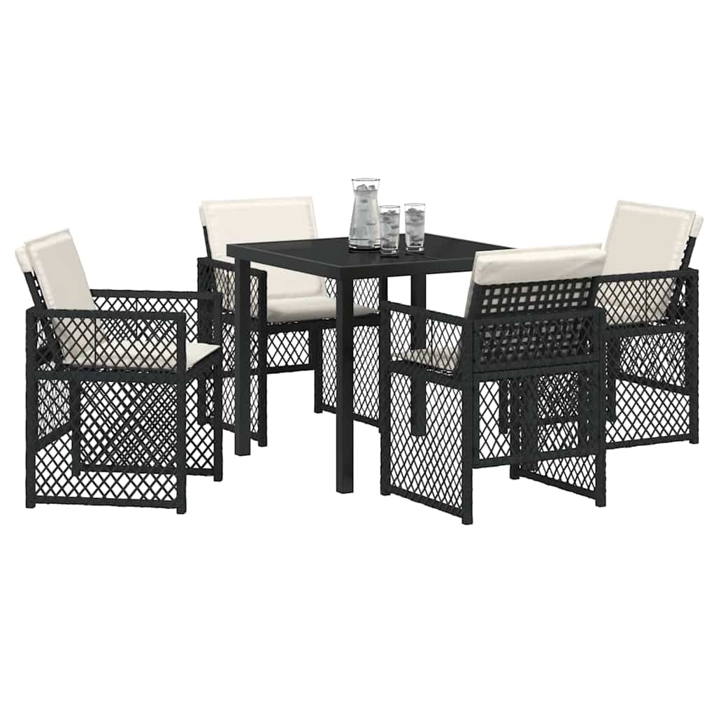 vidaXL Zestaw do jadalni w ogrodzie 5 pcs Czarny polirattan
