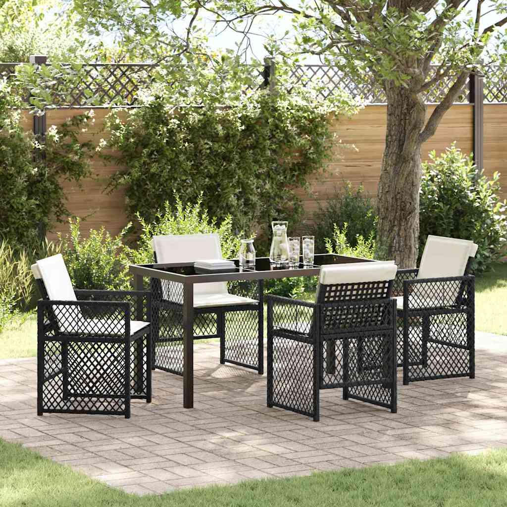 vidaXL Zestaw do jadalni w ogrodzie 5 pcs Czarny polirattan