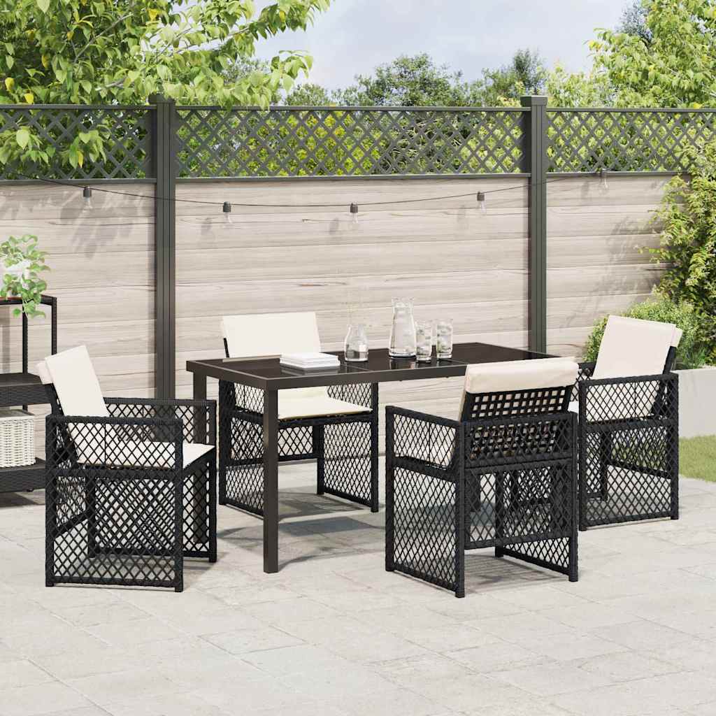 vidaXL Zestaw do jadalni w ogrodzie 5 pcs Czarny polirattan