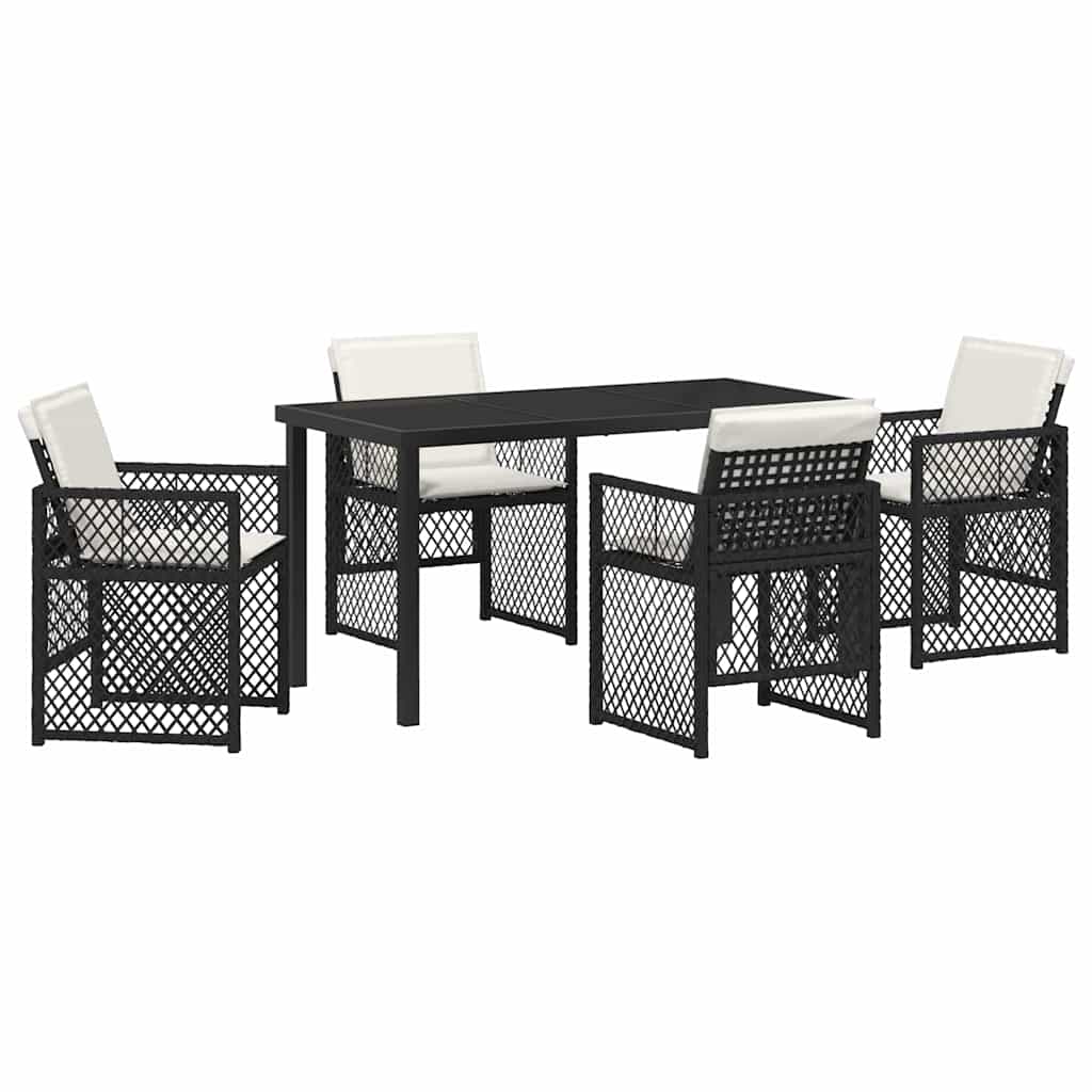 vidaXL Zestaw do jadalni w ogrodzie 5 pcs Czarny polirattan