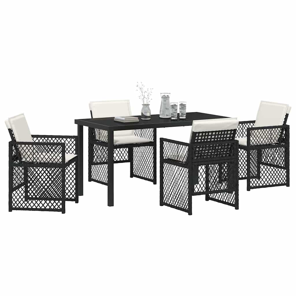vidaXL Zestaw do jadalni w ogrodzie 5 pcs Czarny polirattan