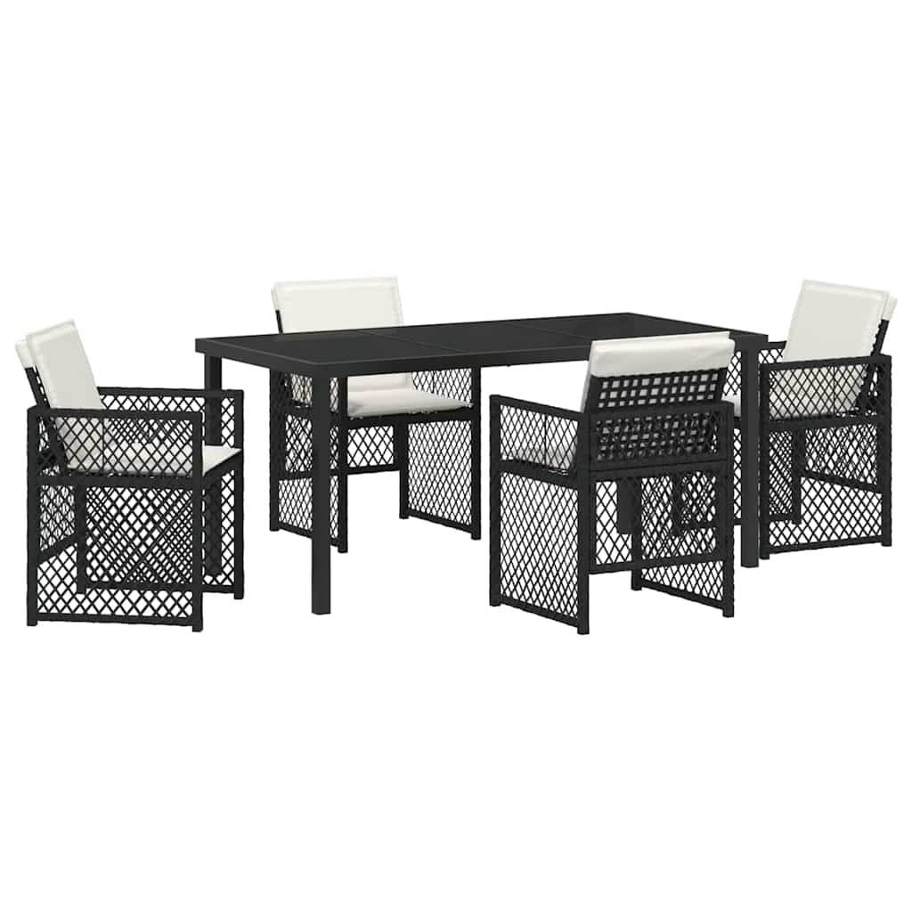vidaXL Zestaw do jadalni w ogrodzie 5 pcs Czarny polirattan