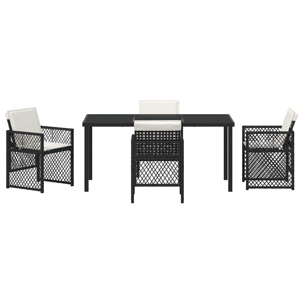 vidaXL Zestaw do jadalni w ogrodzie 5 pcs Czarny polirattan