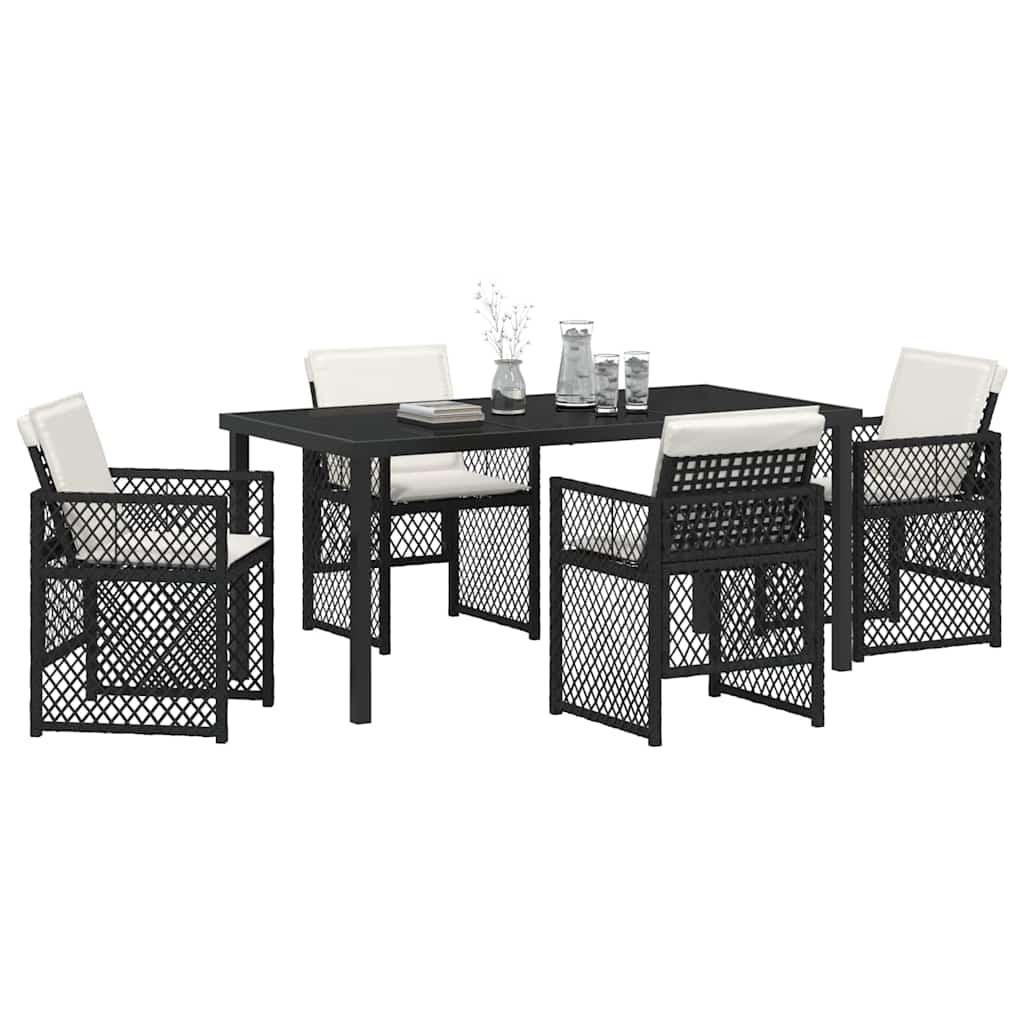 vidaXL Zestaw do jadalni w ogrodzie 5 pcs Czarny polirattan