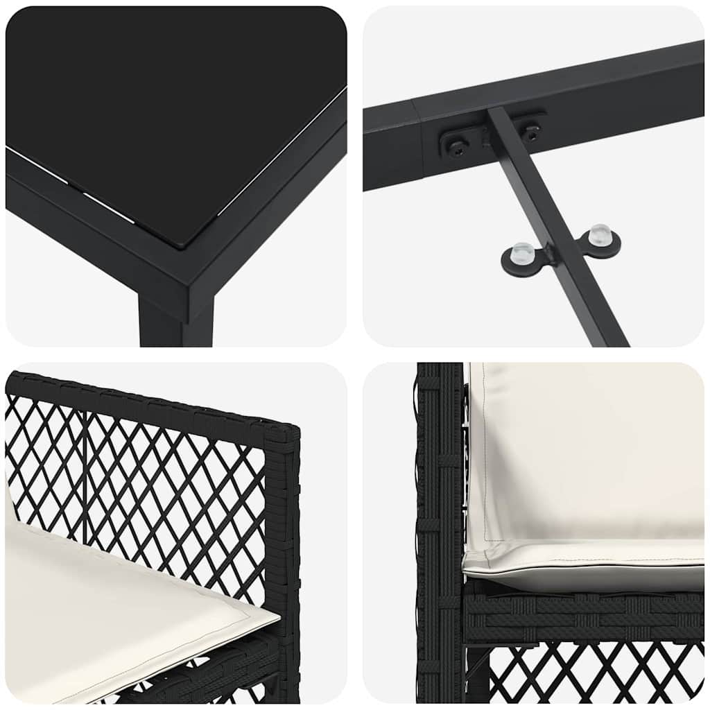 vidaXL Zestaw do jadalni w ogrodzie 9 pcs Czarny polirattan