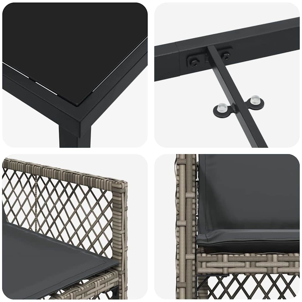 vidaXL Zestaw do jadalni w ogrodzie 5 pcs Szary polirattan