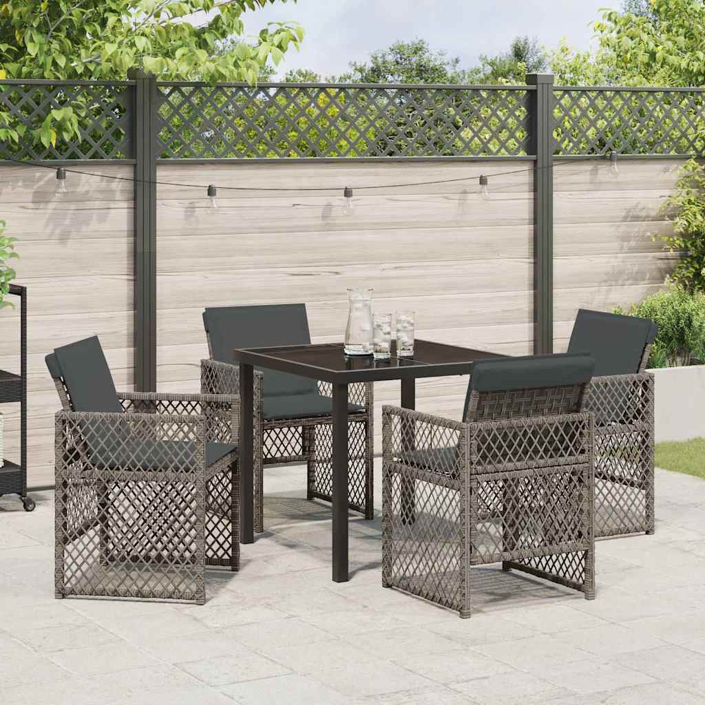 vidaXL Zestaw do jadalni w ogrodzie 5 pcs Szary polirattan