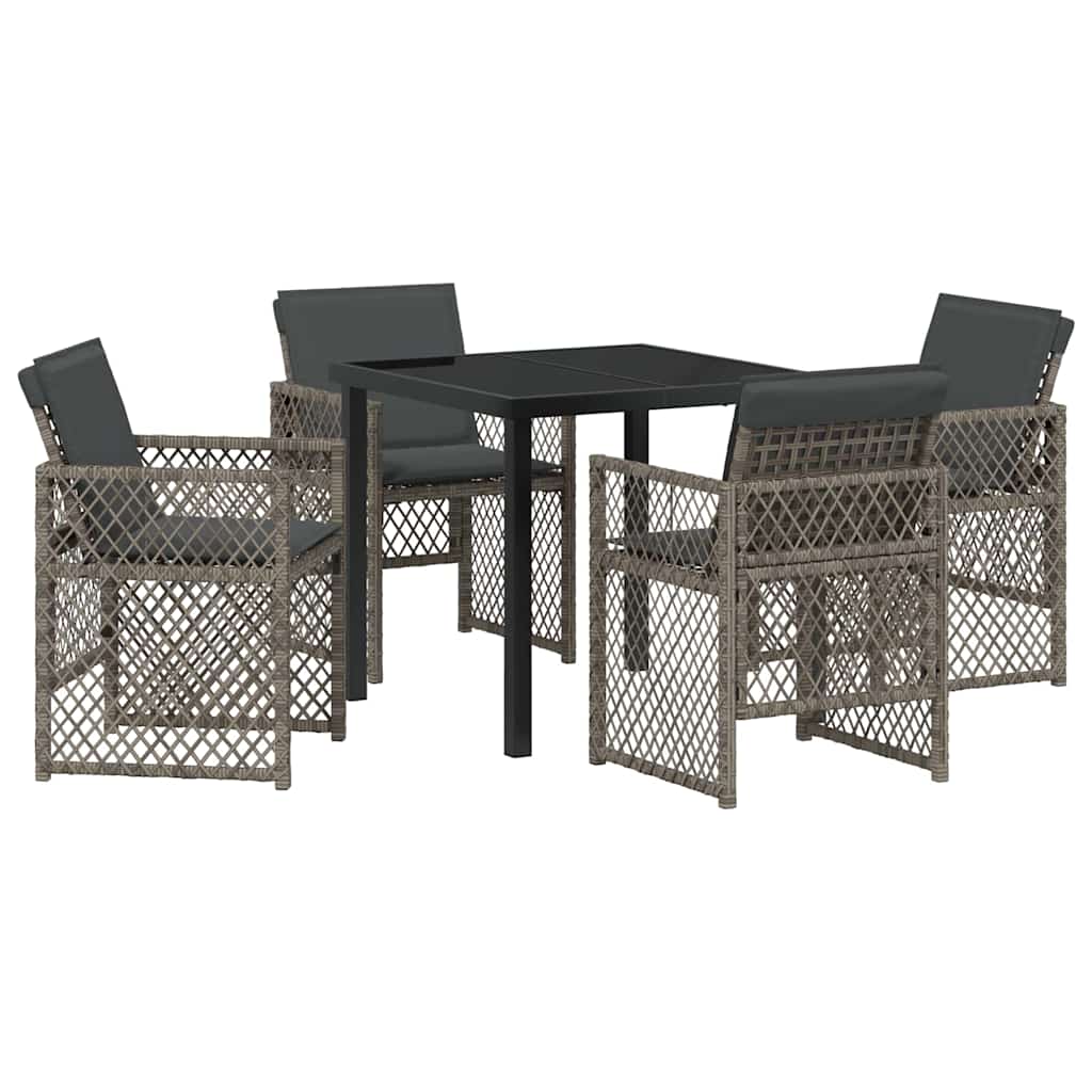 vidaXL Zestaw do jadalni w ogrodzie 5 pcs Szary polirattan