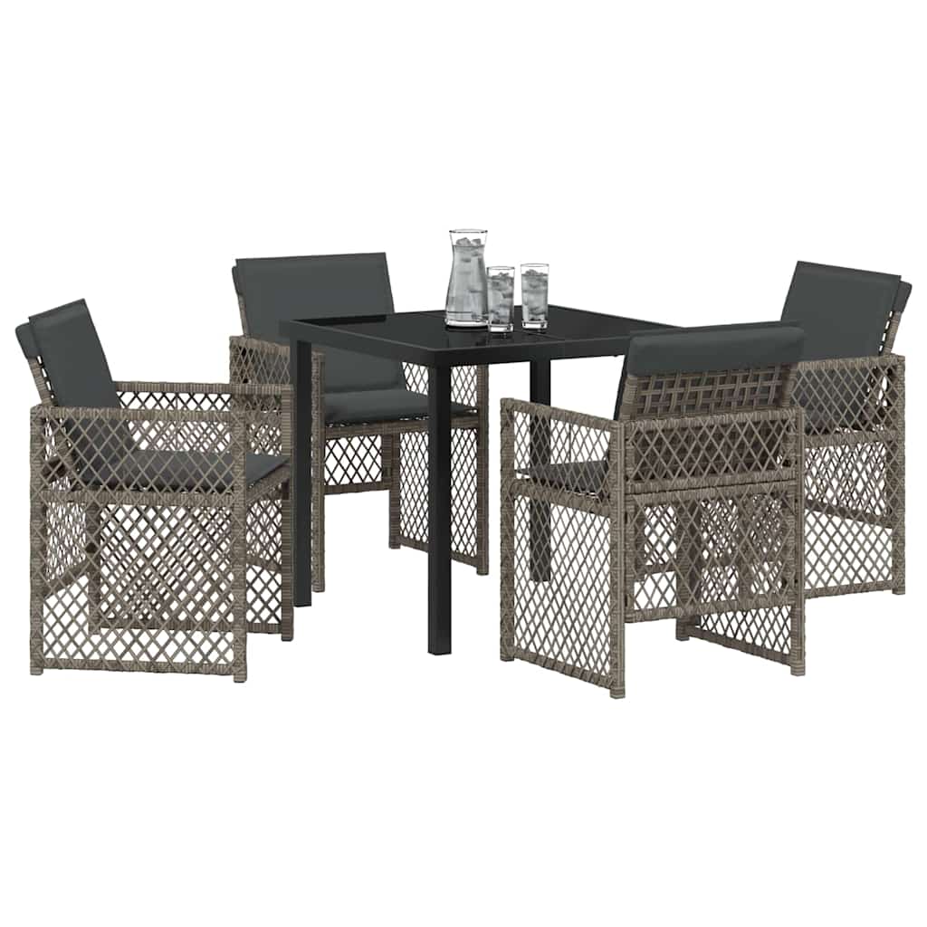 vidaXL Zestaw do jadalni w ogrodzie 5 pcs Szary polirattan
