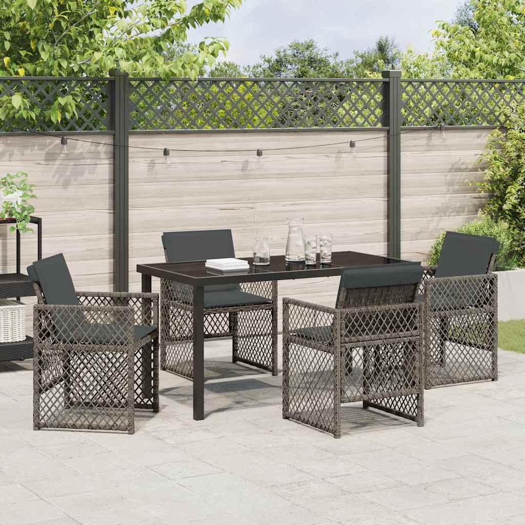 vidaXL Zestaw do jadalni w ogrodzie 5 pcs Szary polirattan