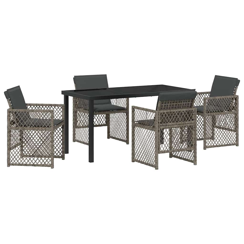 vidaXL Zestaw do jadalni w ogrodzie 5 pcs Szary polirattan