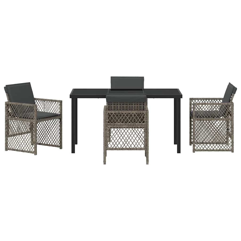 vidaXL Zestaw do jadalni w ogrodzie 5 pcs Szary polirattan