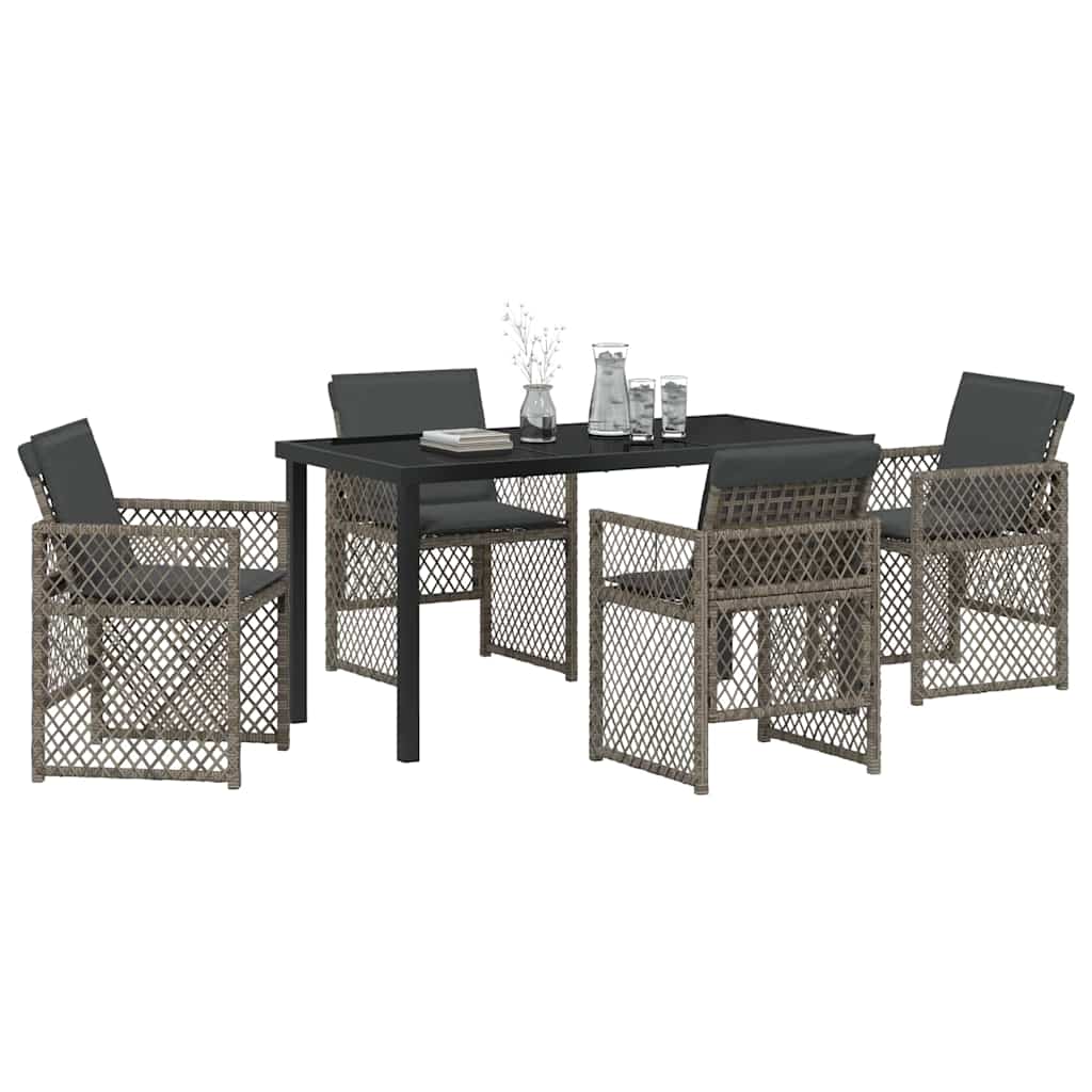 vidaXL Zestaw do jadalni w ogrodzie 5 pcs Szary polirattan