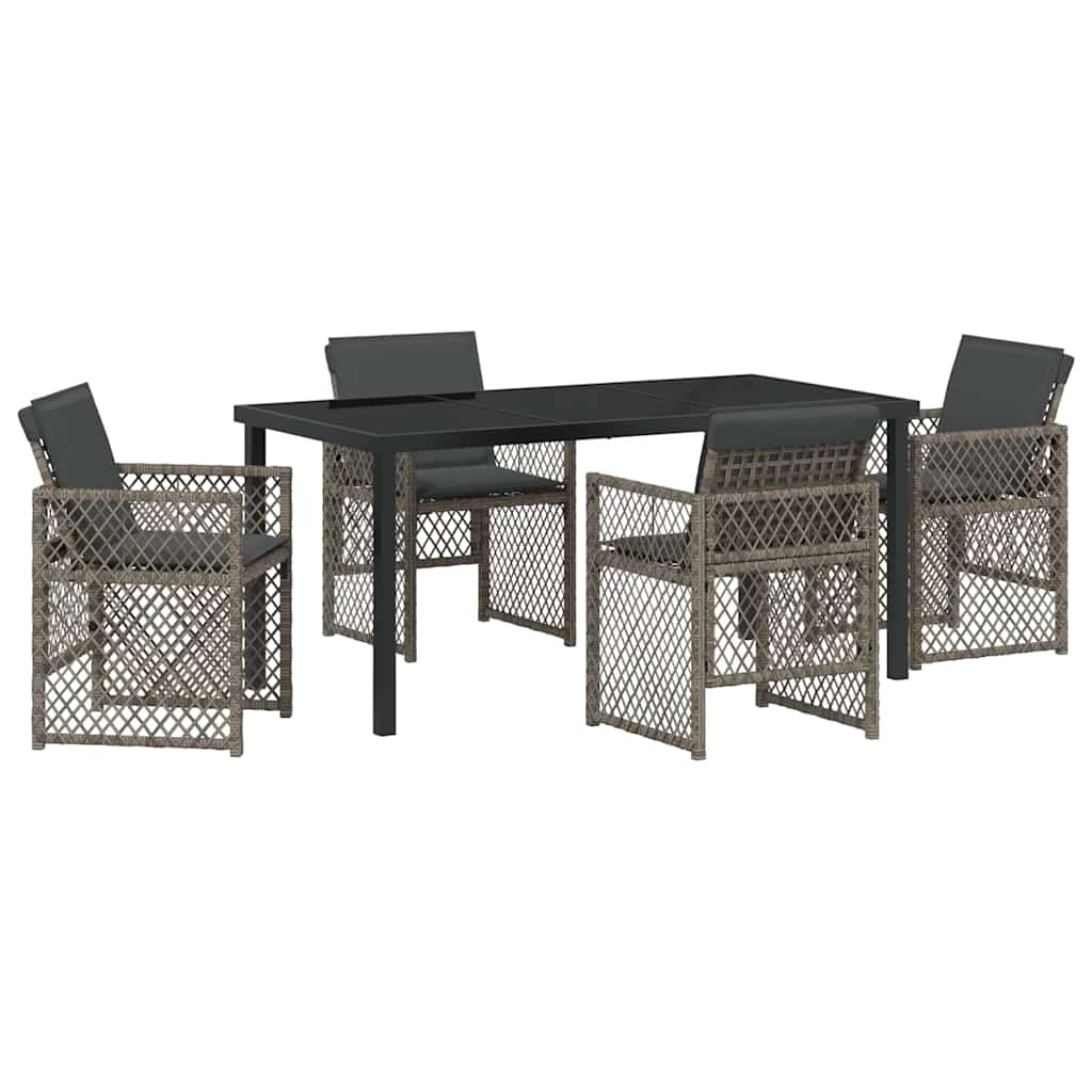 vidaXL Zestaw do jadalni w ogrodzie 5 pcs Szary polirattan