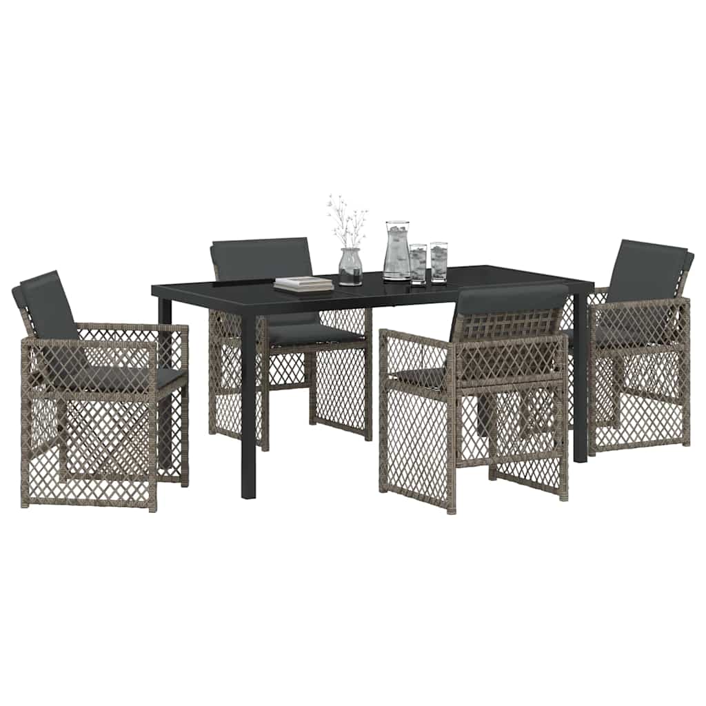 vidaXL Zestaw do jadalni w ogrodzie 5 pcs Szary polirattan