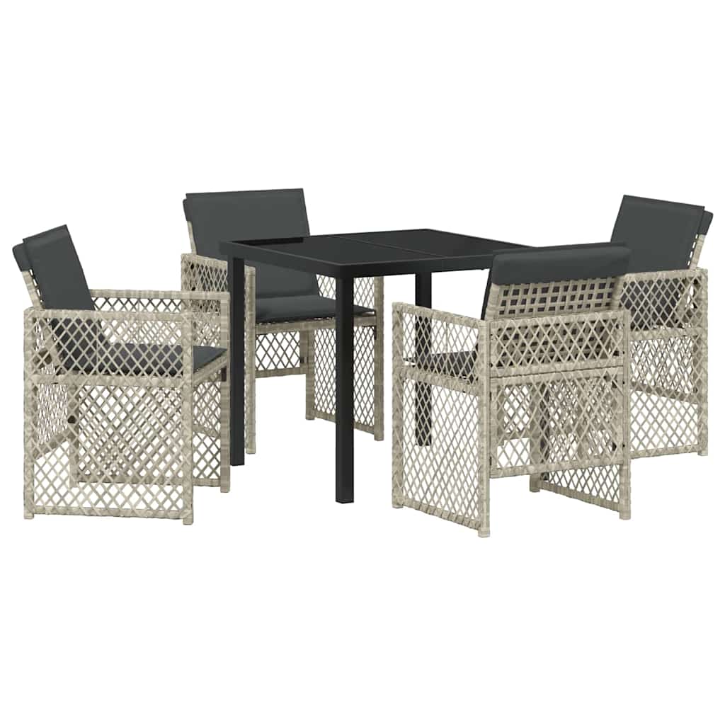 vidaXL Zestaw do jadalni w ogrodzie 5 pcs Jasnoszary polirattan