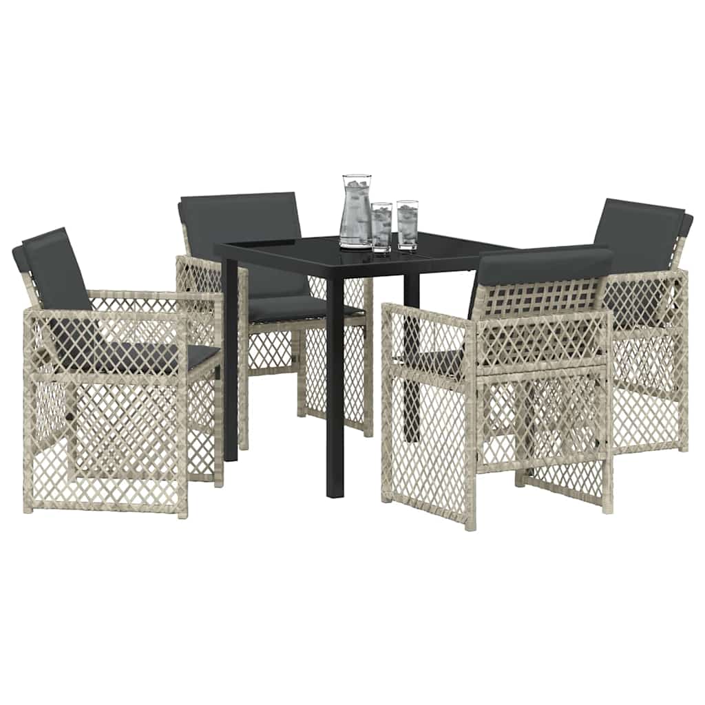 vidaXL Zestaw do jadalni w ogrodzie 5 pcs Jasnoszary polirattan