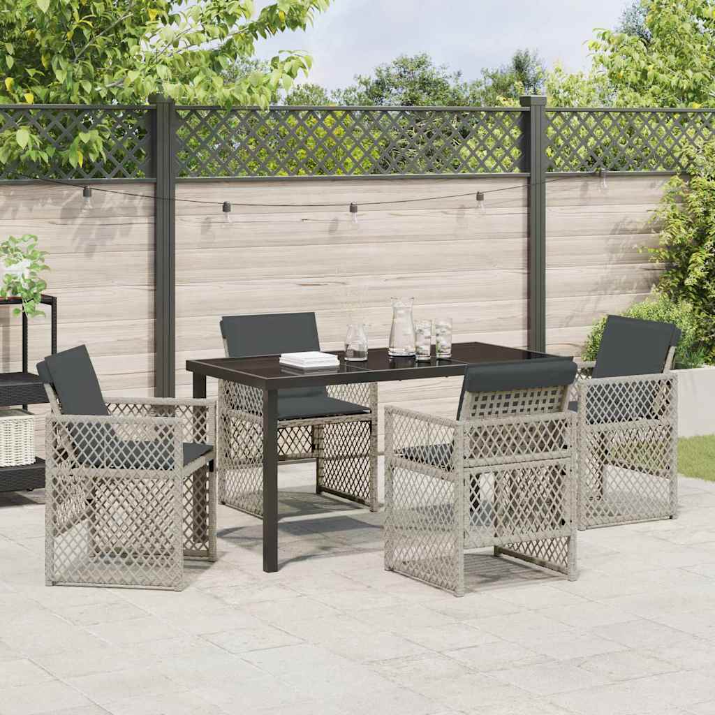 vidaXL Zestaw do jadalni w ogrodzie 5 pcs Jasnoszary polirattan