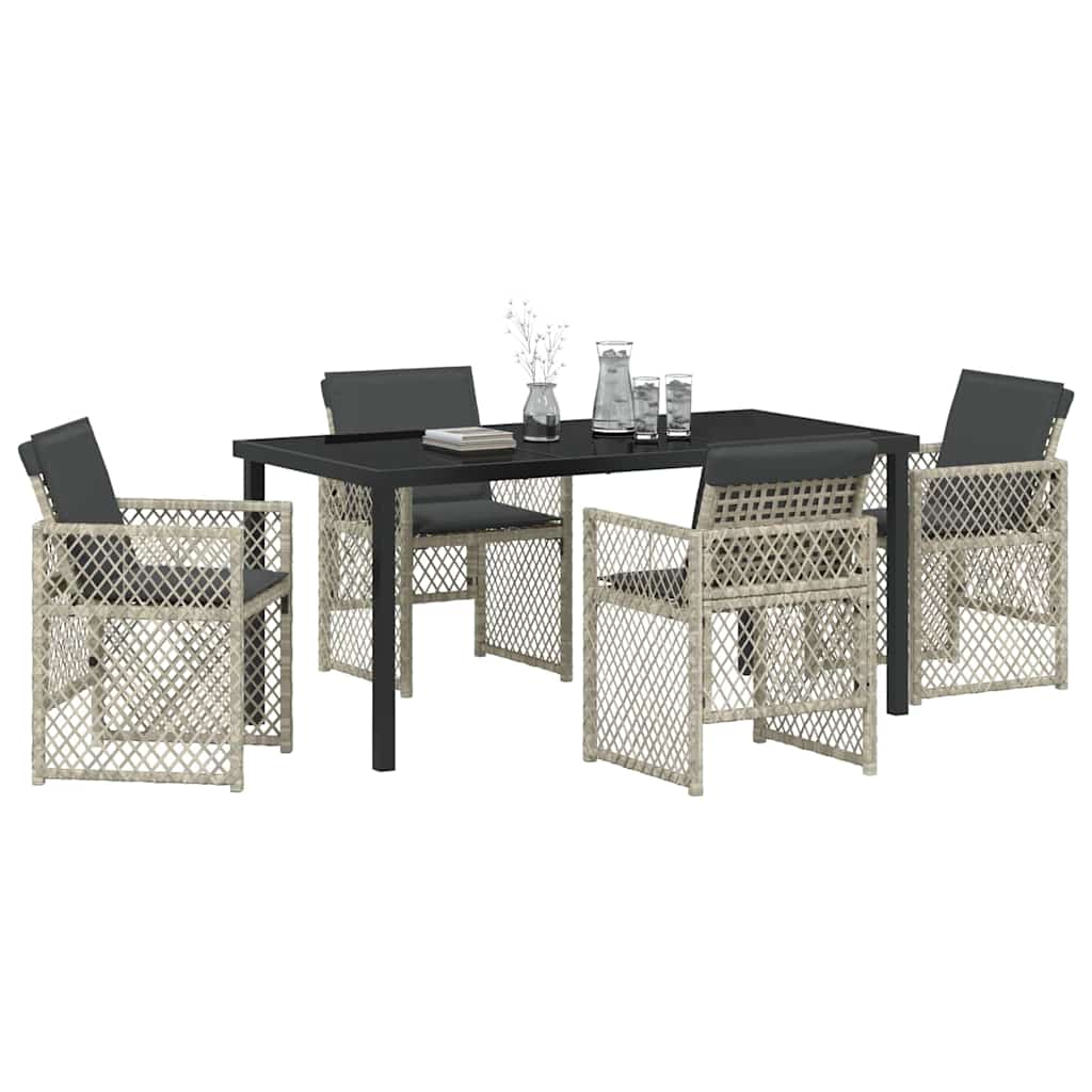 vidaXL Zestaw do jadalni w ogrodzie 5 pcs Jasnoszary polirattan