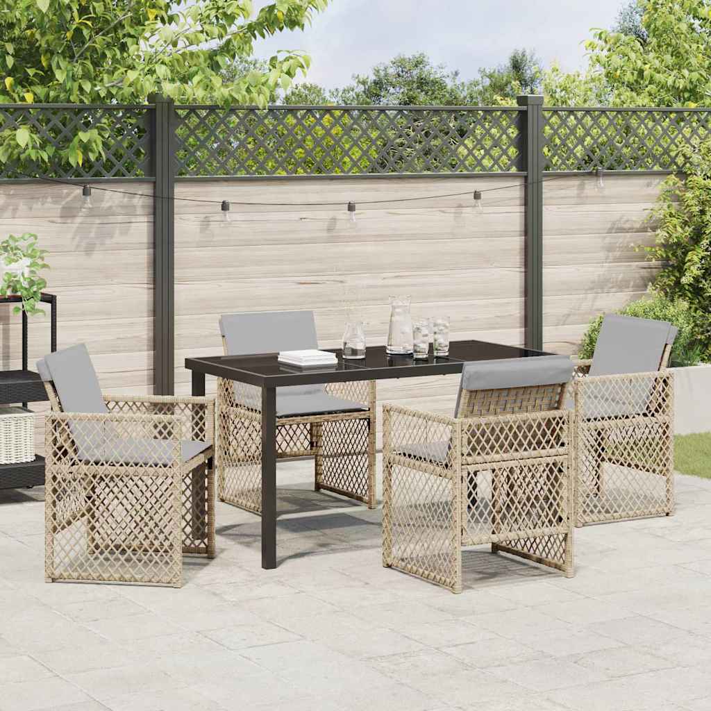 vidaXL Zestaw do jadalni w ogrodzie 5 pcs Beżowy polirattan