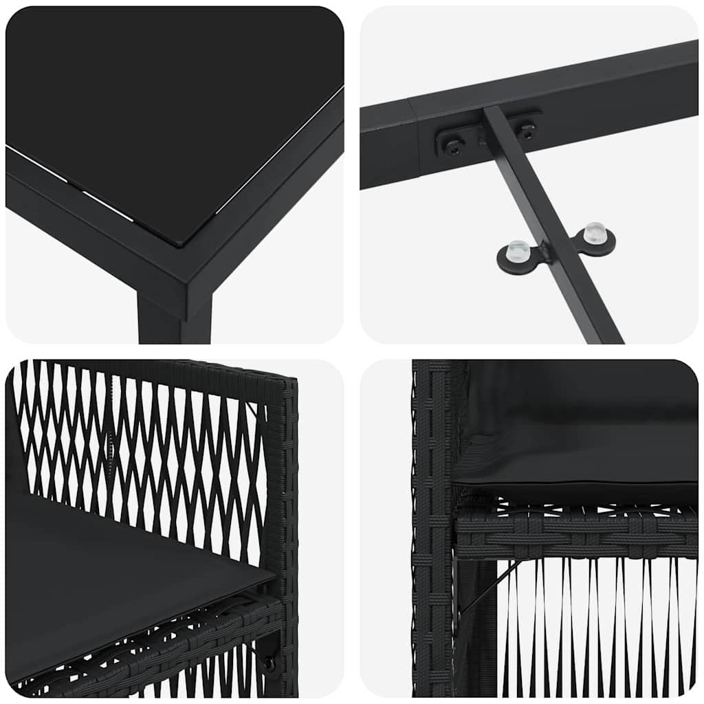 vidaXL Zestaw do jadalni w ogrodzie 5 pcs Czarny