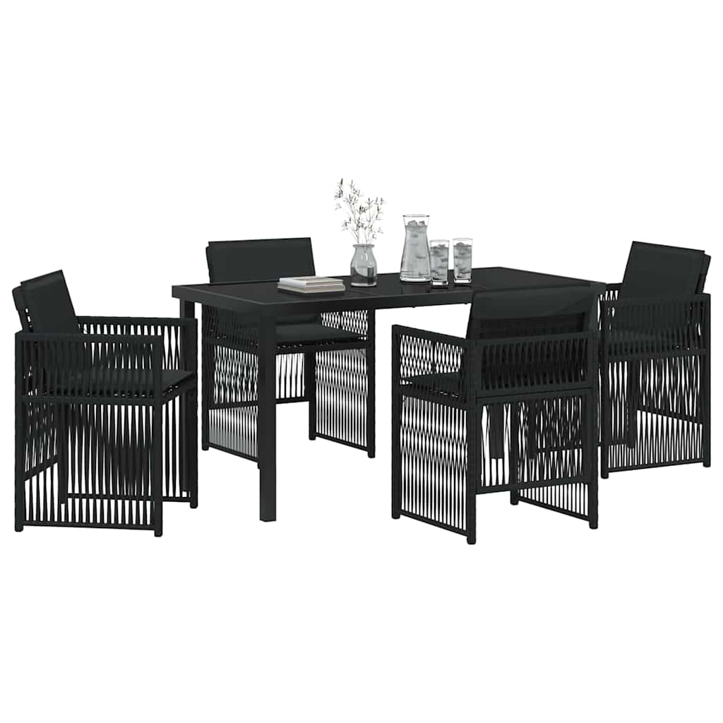 vidaXL Zestaw do jadalni w ogrodzie 5 pcs Czarny