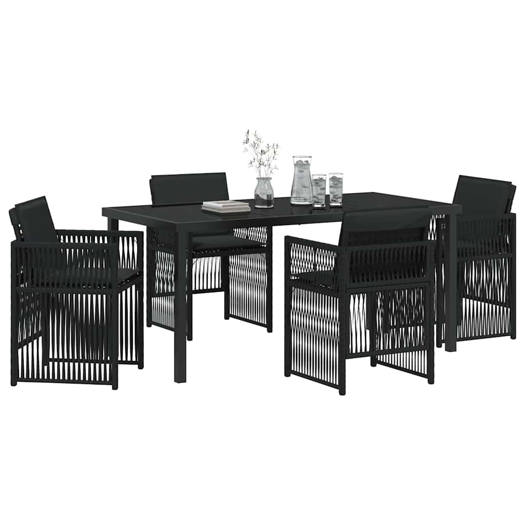 vidaXL Zestaw do jadalni w ogrodzie 5 pcs Czarny