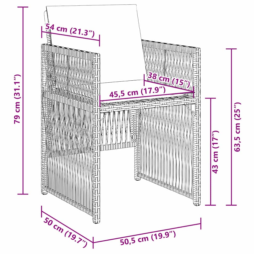 vidaXL Zestaw do jadalni w ogrodzie 5 pcs Brązowy