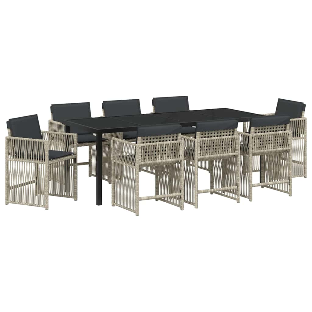 vidaXL Zestaw do jadalni w ogrodzie 9 pcs Jasnoszary