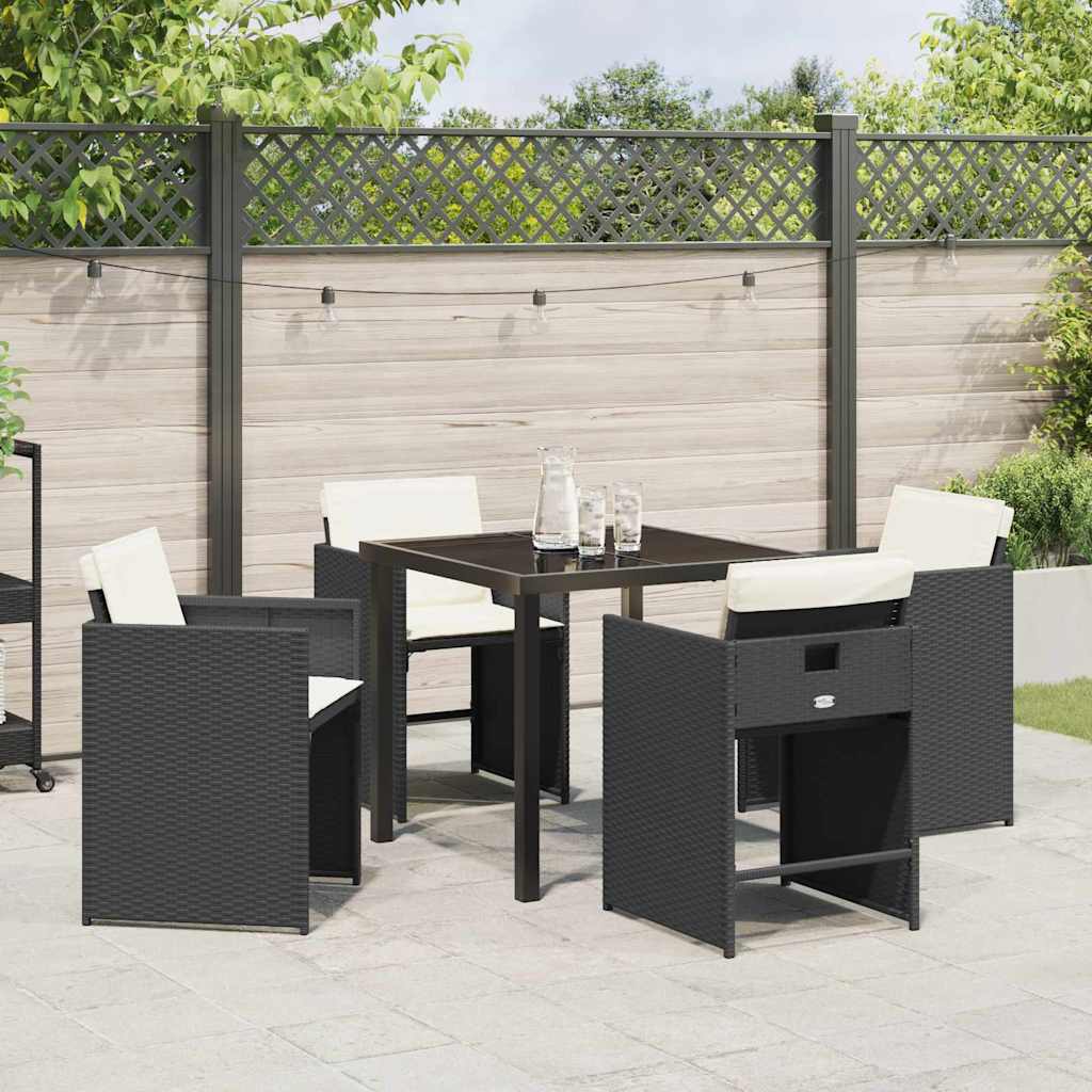vidaXL Zestaw do jadalni w ogrodzie 5 pcs Czarny polirattan
