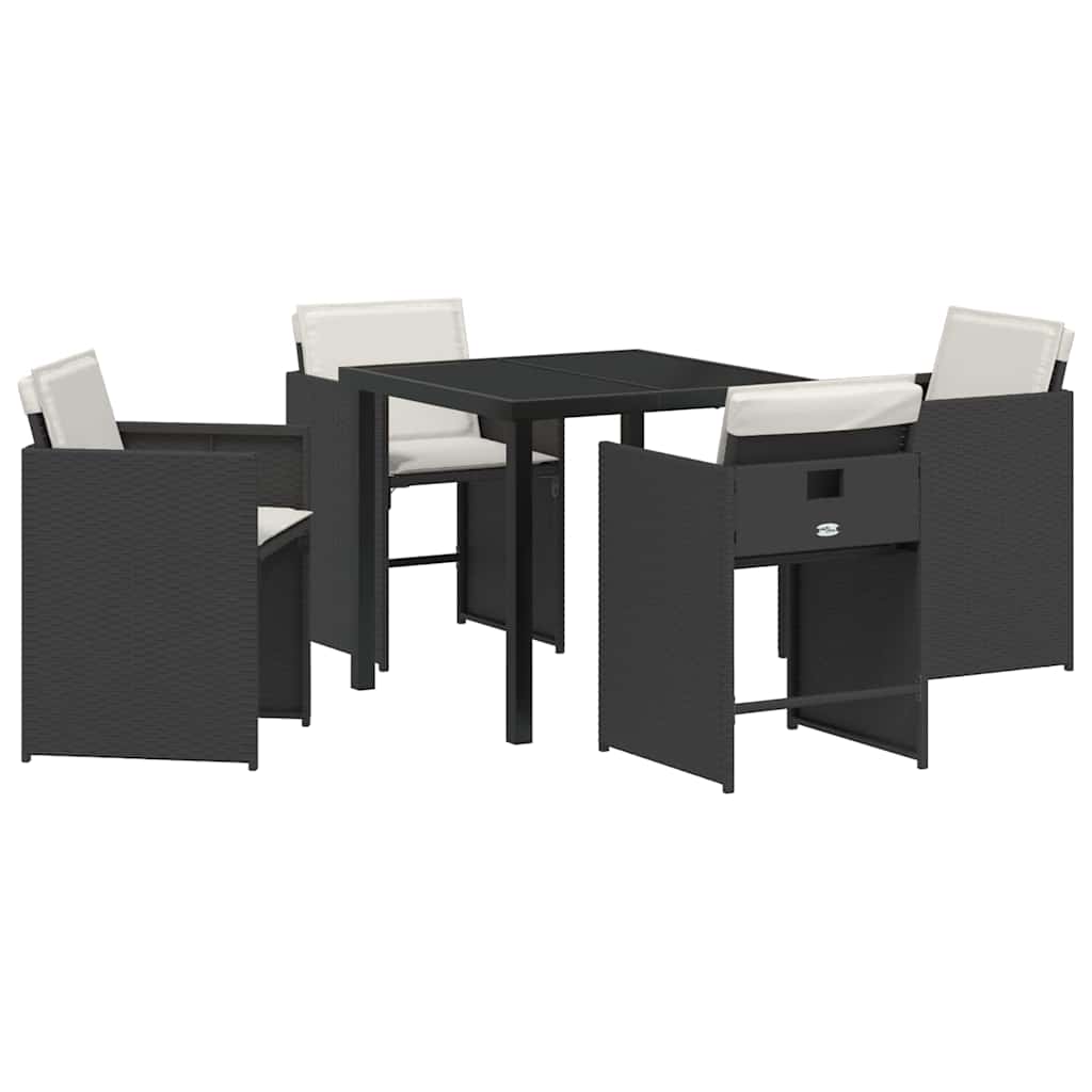 vidaXL Zestaw do jadalni w ogrodzie 5 pcs Czarny polirattan