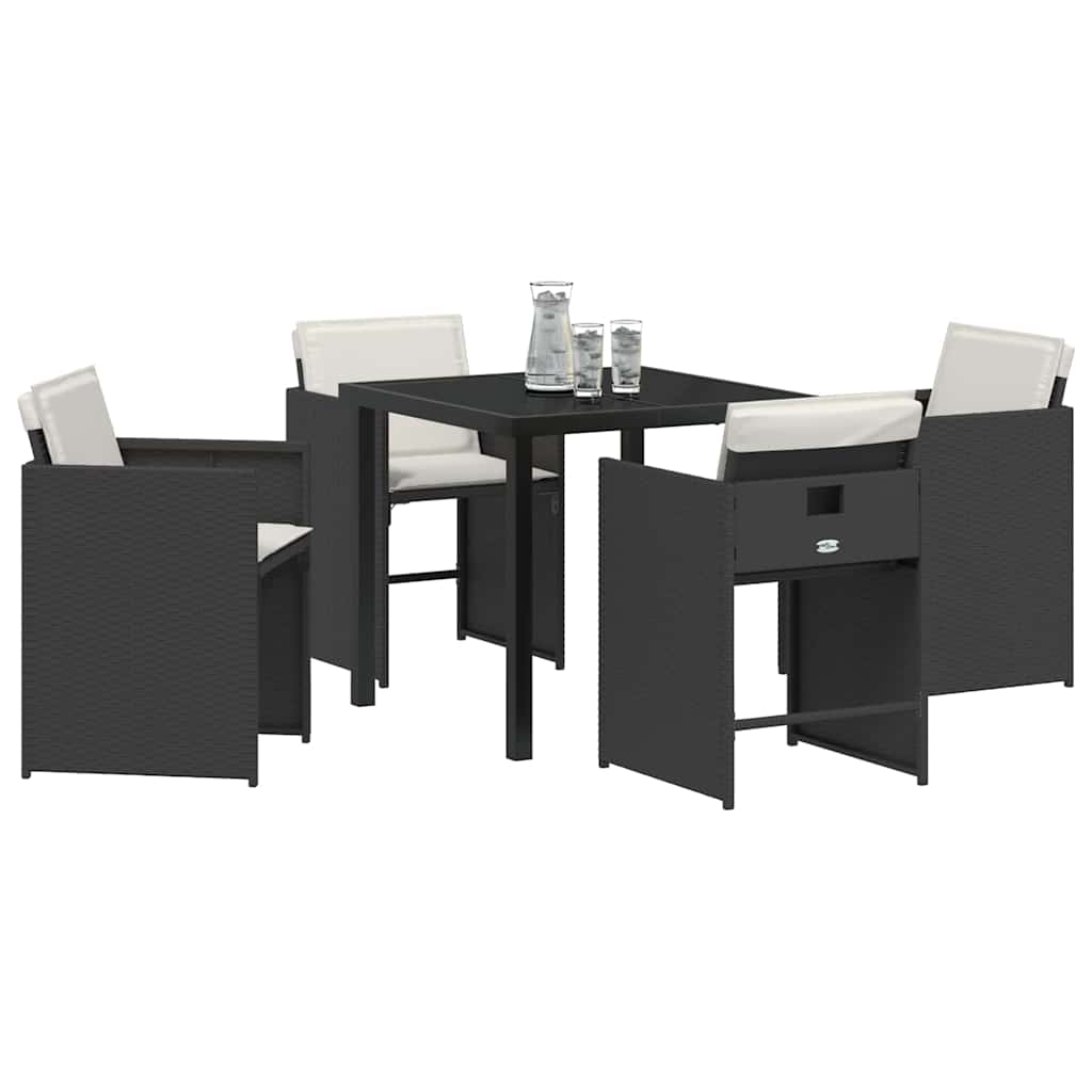 vidaXL Zestaw do jadalni w ogrodzie 5 pcs Czarny polirattan