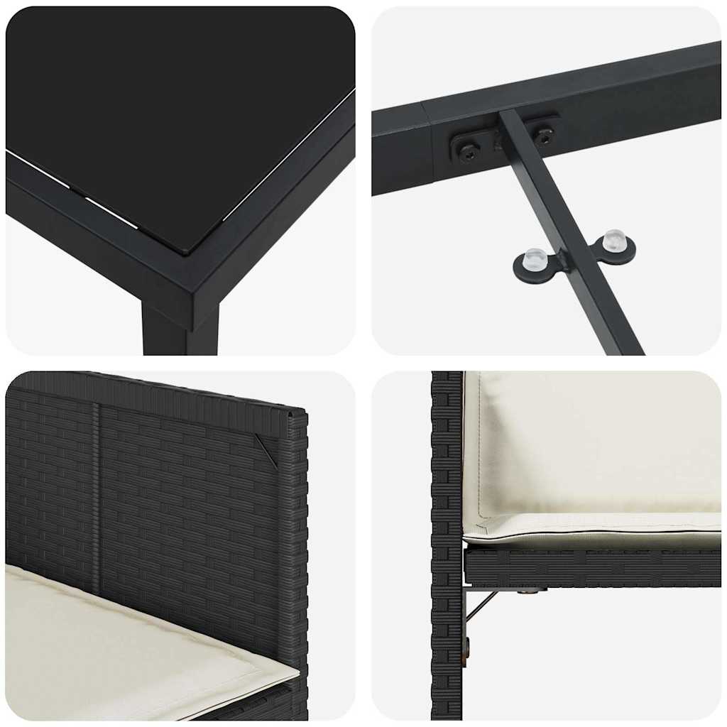 vidaXL Zestaw do jadalni w ogrodzie 5 pcs Czarny polirattan