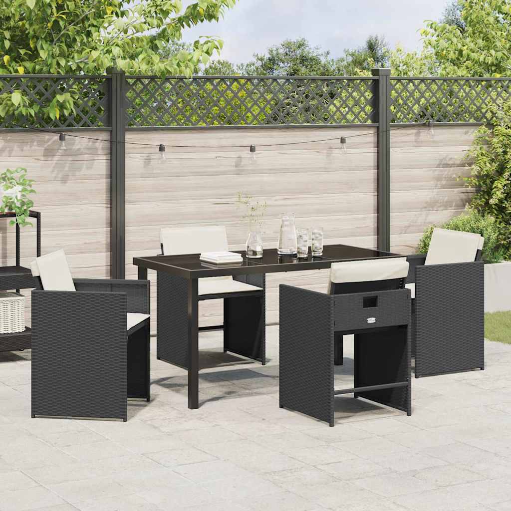 vidaXL Zestaw do jadalni w ogrodzie 5 pcs Czarny polirattan