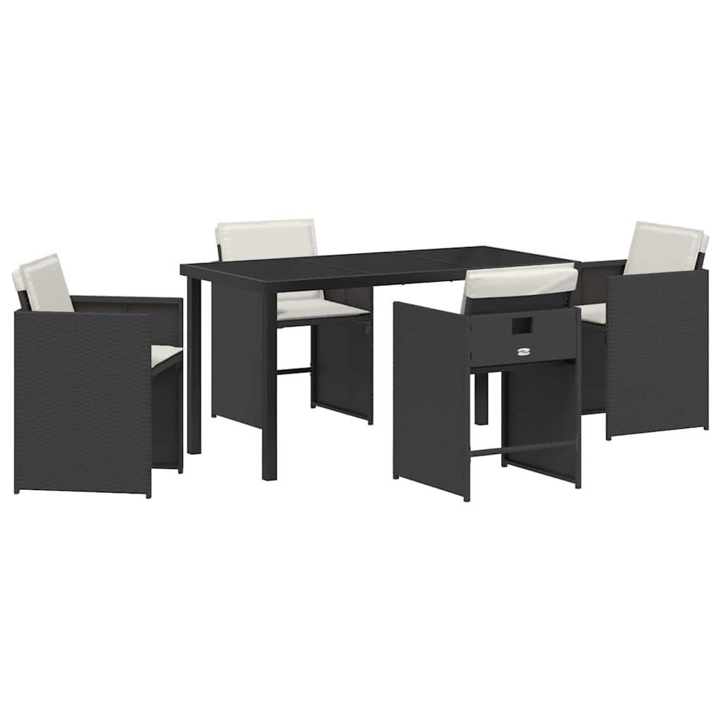 vidaXL Zestaw do jadalni w ogrodzie 5 pcs Czarny polirattan