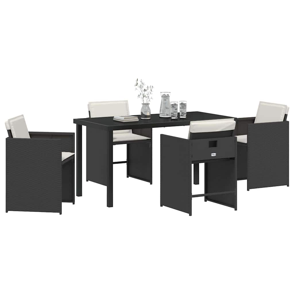 vidaXL Zestaw do jadalni w ogrodzie 5 pcs Czarny polirattan
