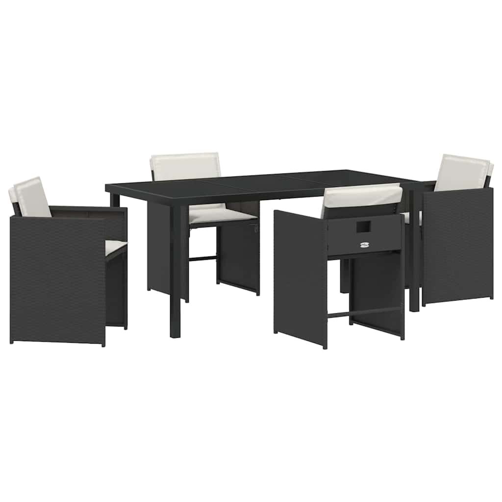 vidaXL Zestaw do jadalni w ogrodzie 5 pcs Czarny polirattan