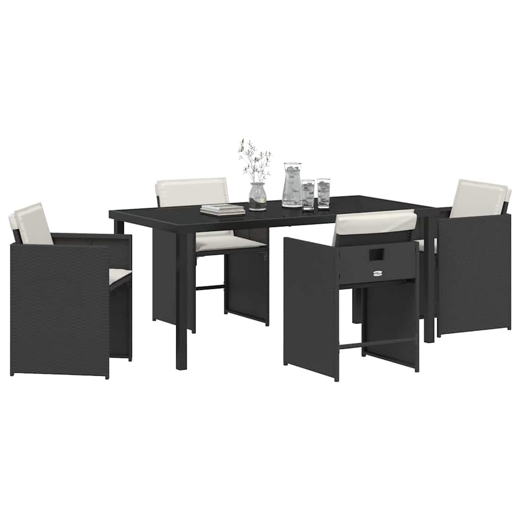 vidaXL Zestaw do jadalni w ogrodzie 5 pcs Czarny polirattan