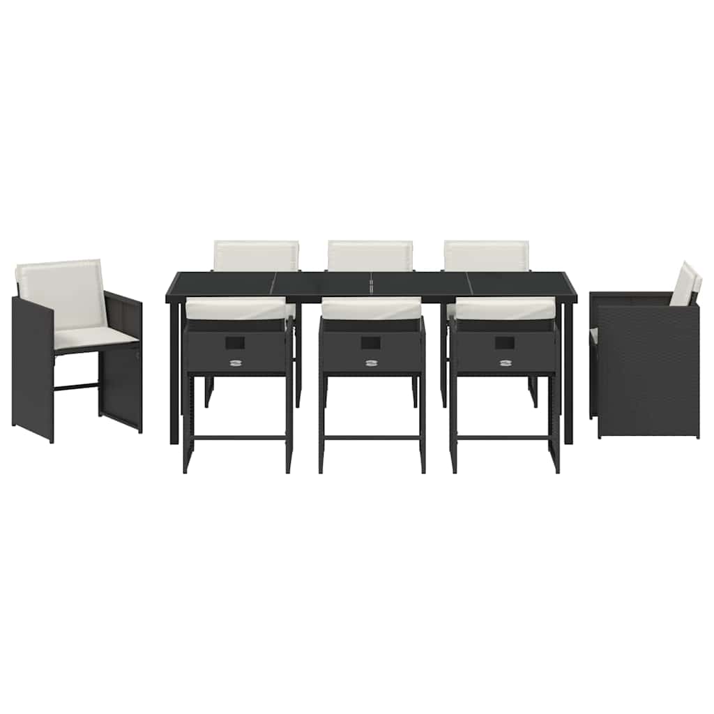 vidaXL Zestaw do jadalni w ogrodzie 9 pcs Czarny polirattan