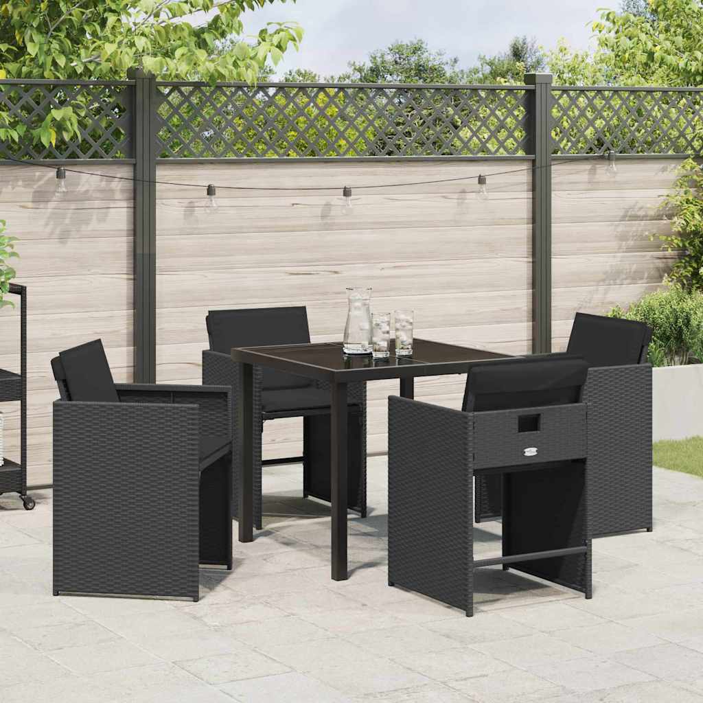 vidaXL Zestaw do jadalni w ogrodzie 5 pcs Czarny polirattan