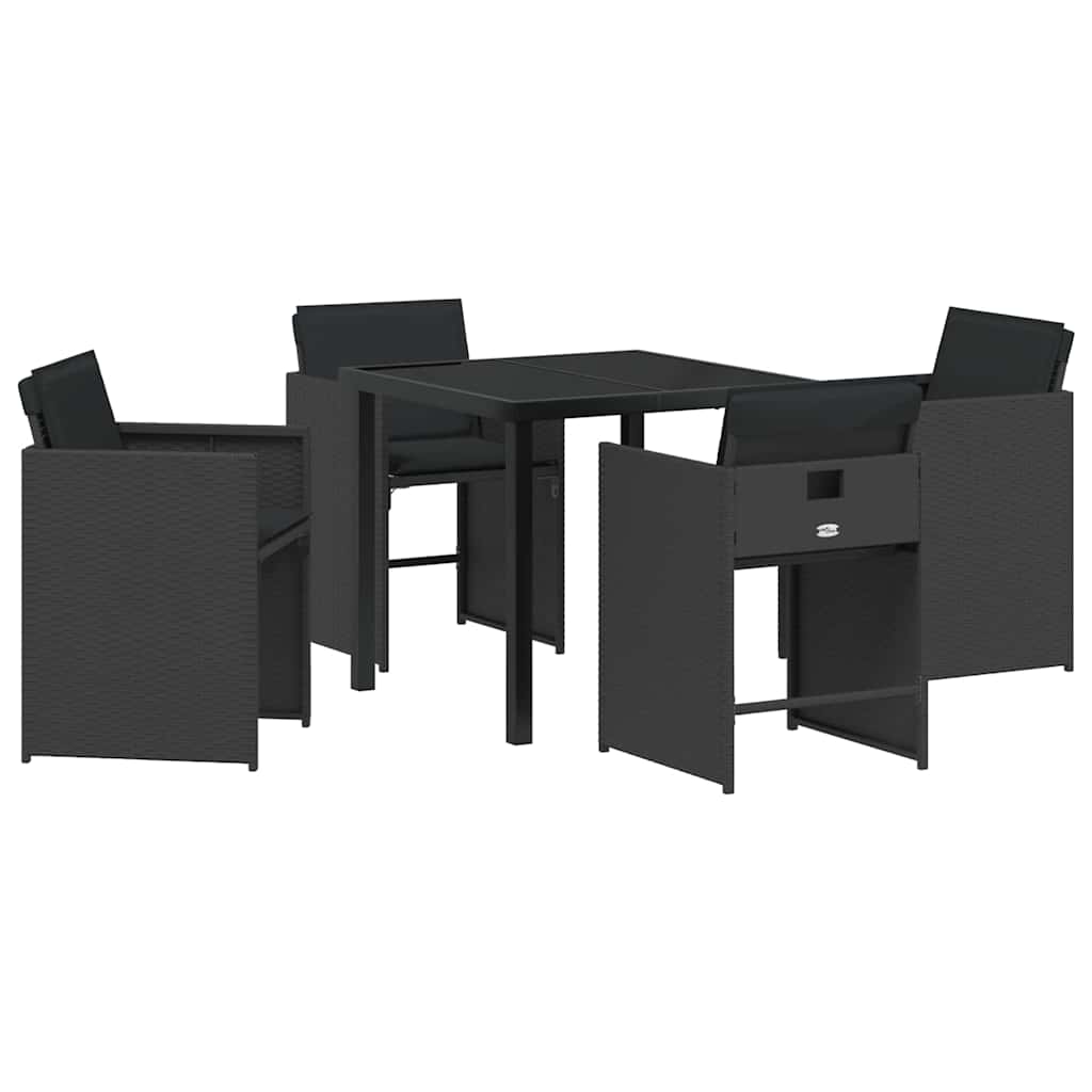 vidaXL Zestaw do jadalni w ogrodzie 5 pcs Czarny polirattan