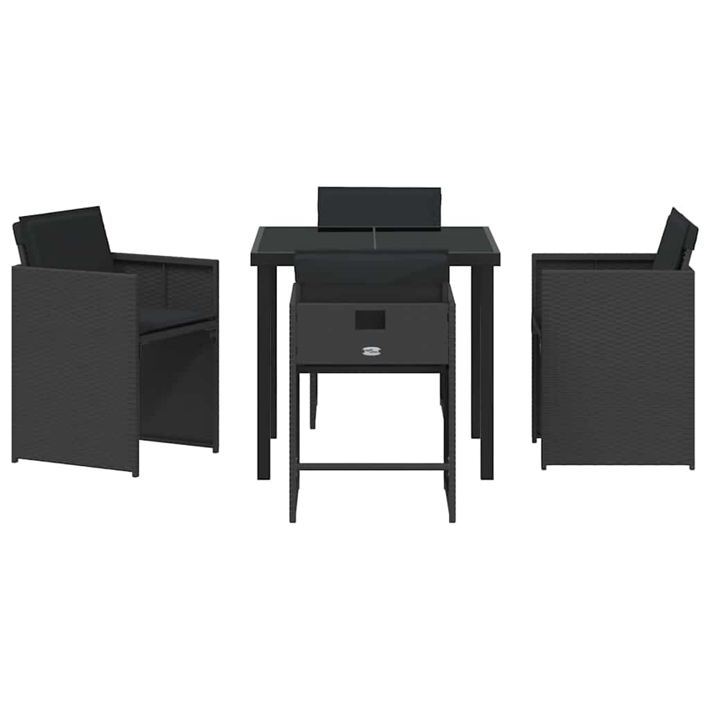 vidaXL Zestaw do jadalni w ogrodzie 5 pcs Czarny polirattan