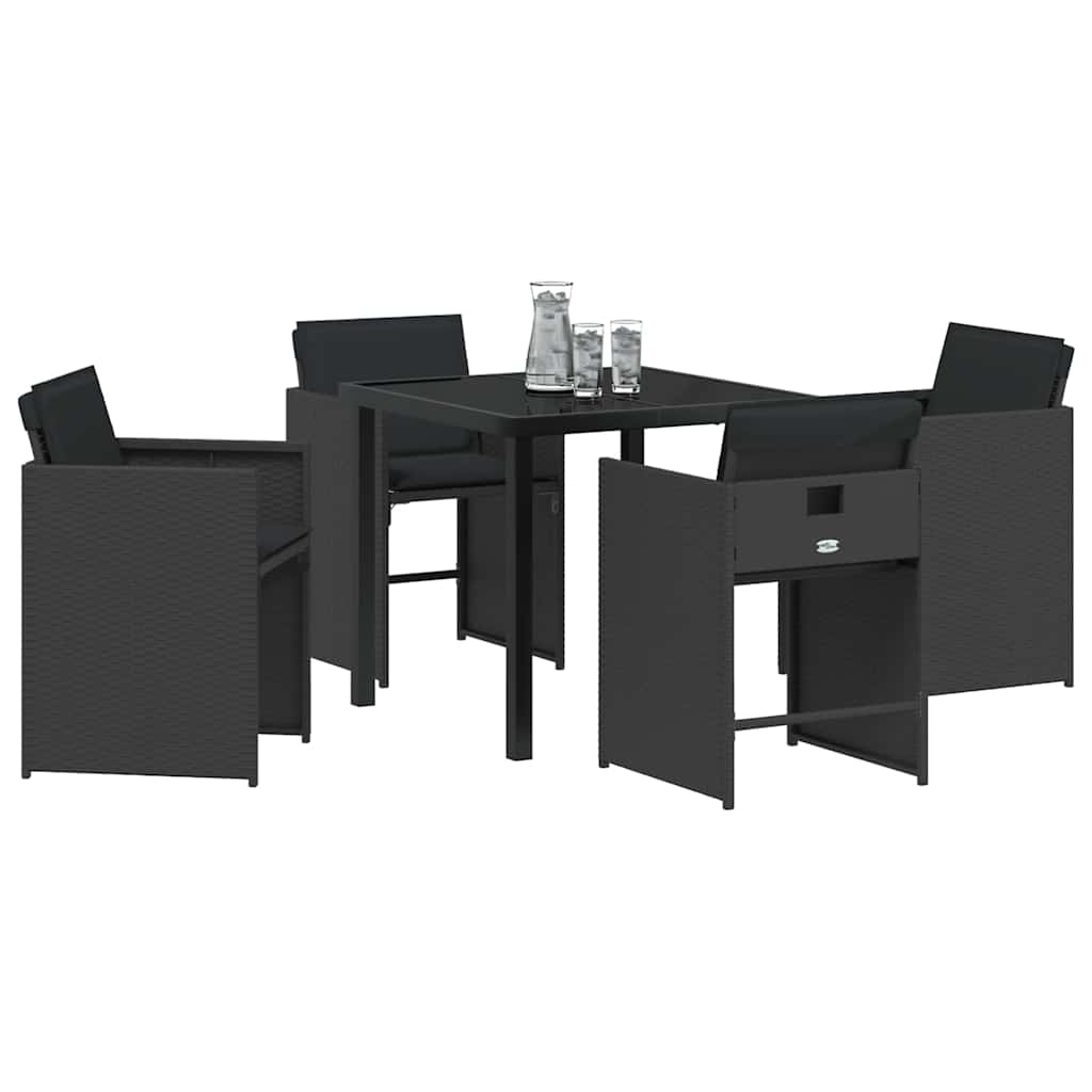 vidaXL Zestaw do jadalni w ogrodzie 5 pcs Czarny polirattan
