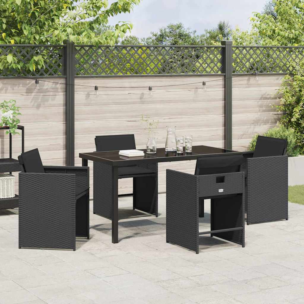 vidaXL Zestaw do jadalni w ogrodzie 5 pcs Czarny polirattan