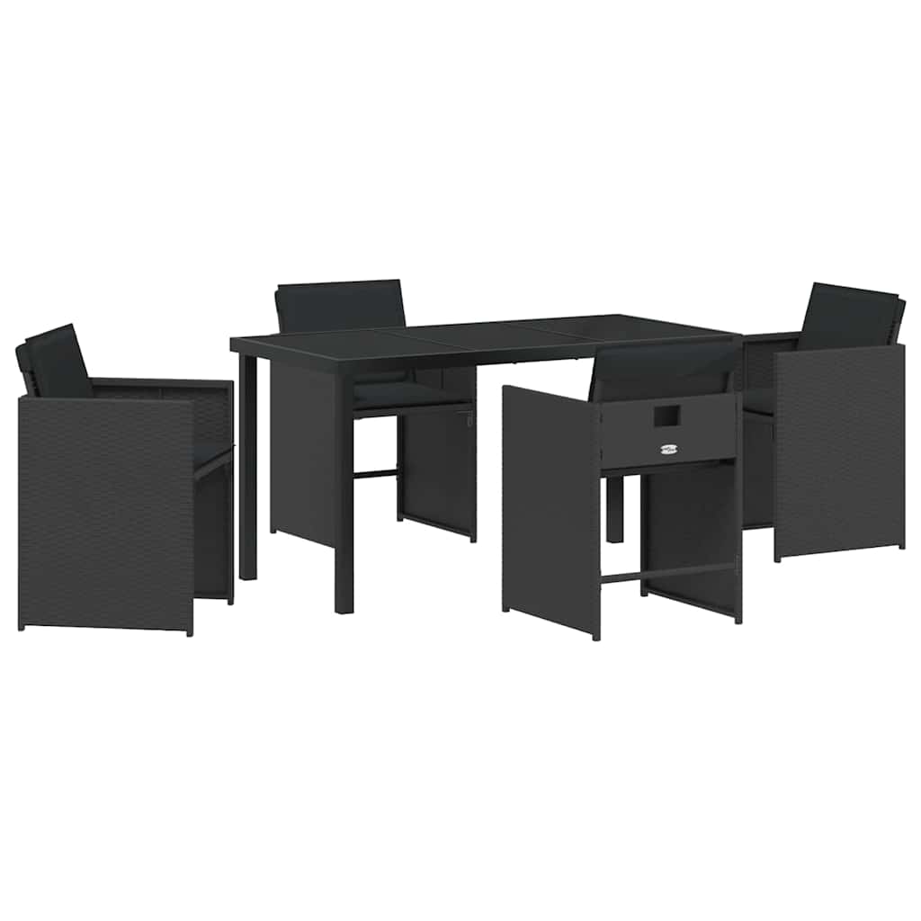 vidaXL Zestaw do jadalni w ogrodzie 5 pcs Czarny polirattan