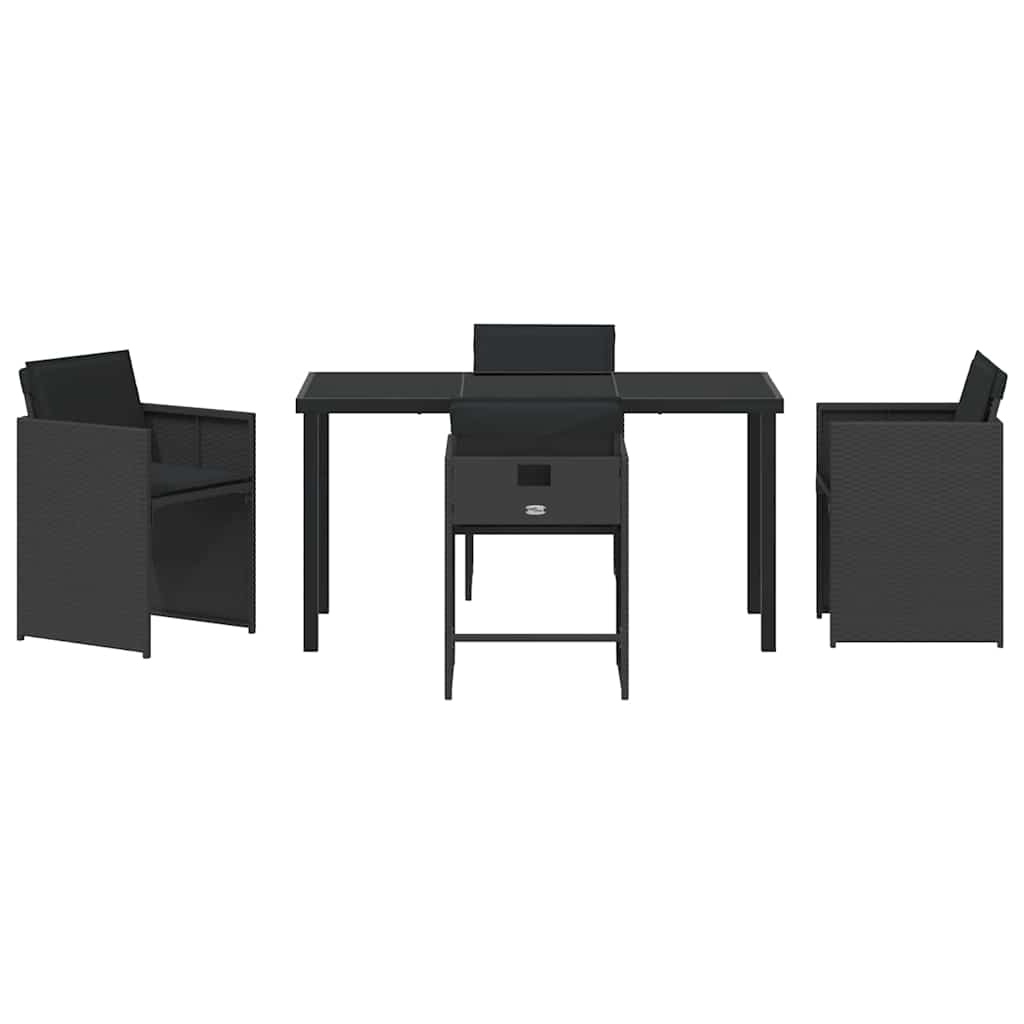 vidaXL Zestaw do jadalni w ogrodzie 5 pcs Czarny polirattan