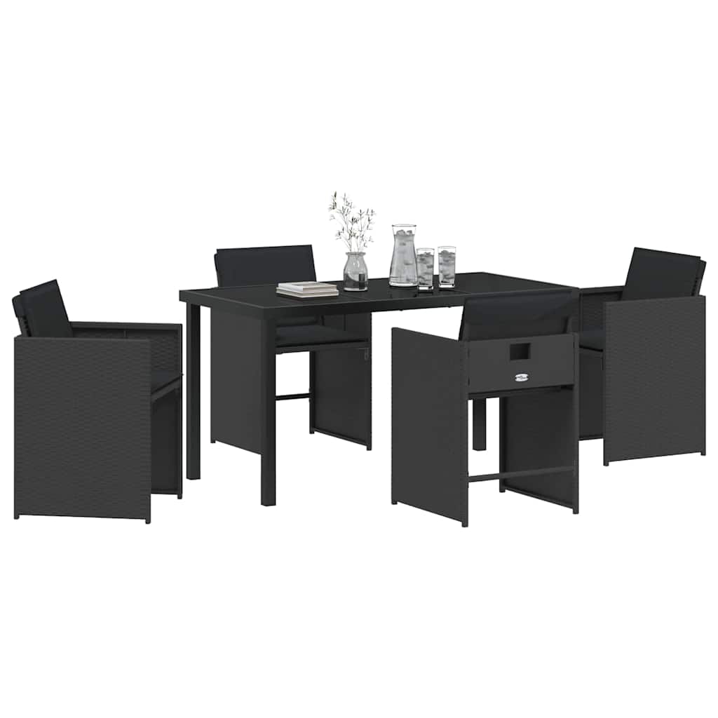 vidaXL Zestaw do jadalni w ogrodzie 5 pcs Czarny polirattan