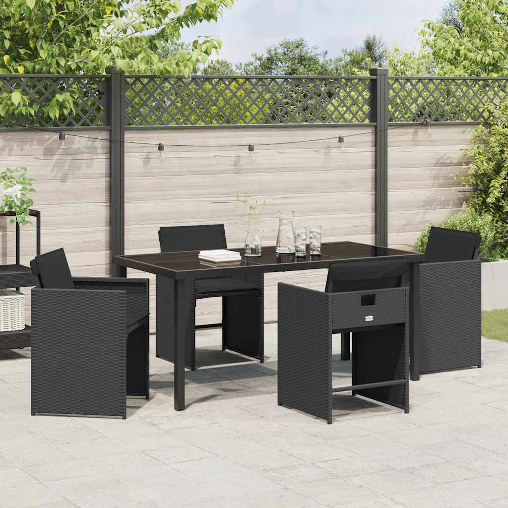 vidaXL Zestaw do jadalni w ogrodzie 5 pcs Czarny polirattan